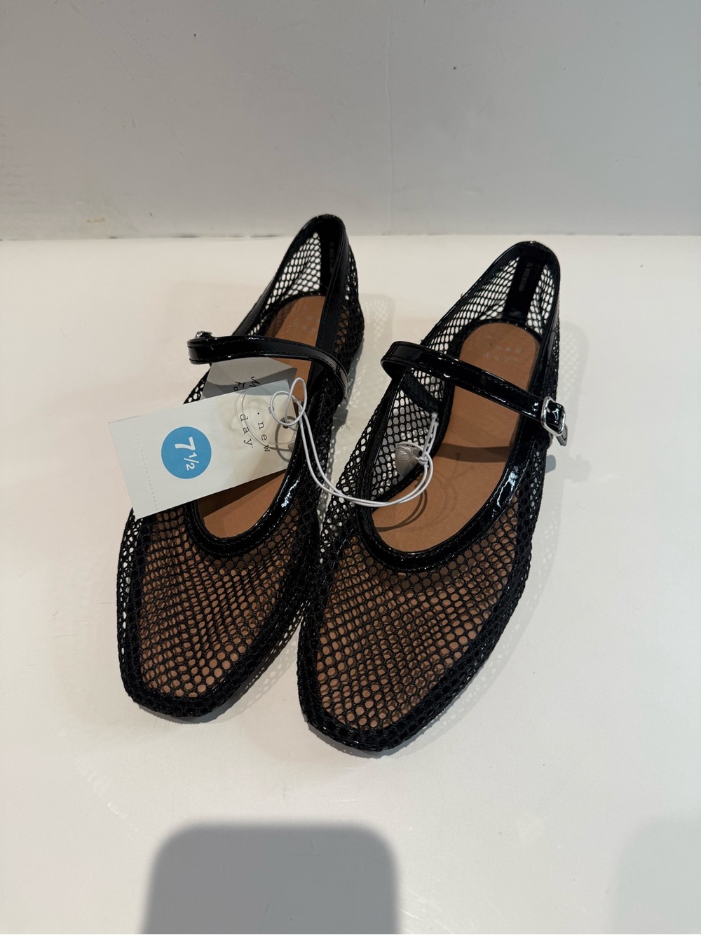 NWT A New Day Black Mesh Mary Jane Ballet Flats Size 7.5
